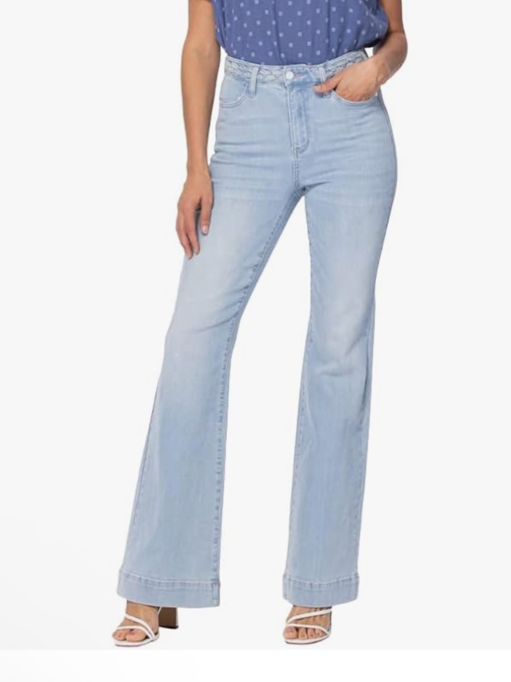 JUDY BLUE High-Rise Braided Waistband Light Blue Jeans 29